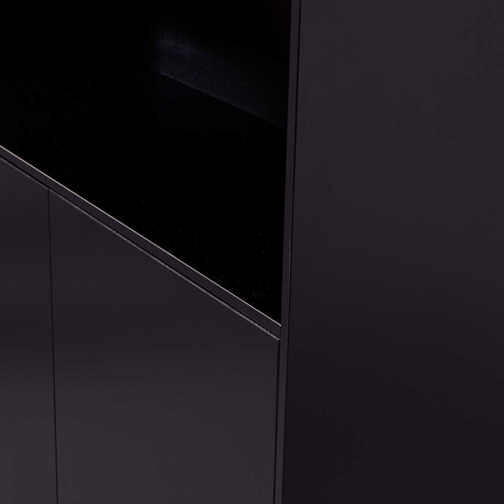110x170x40 Schrank in Schwarz aus Holz teilmassiv - Niwidus
