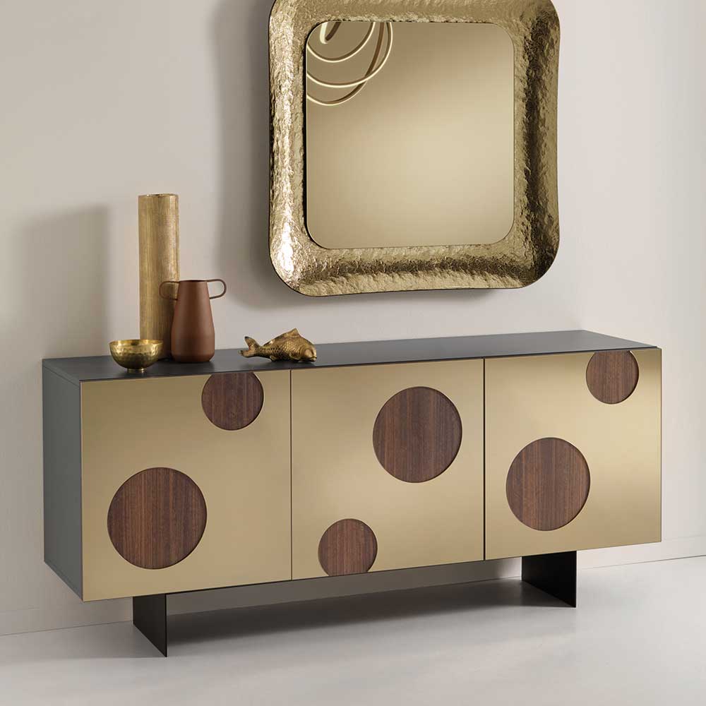Design Sideboard mit Spiegelglas in Bronze - Fino