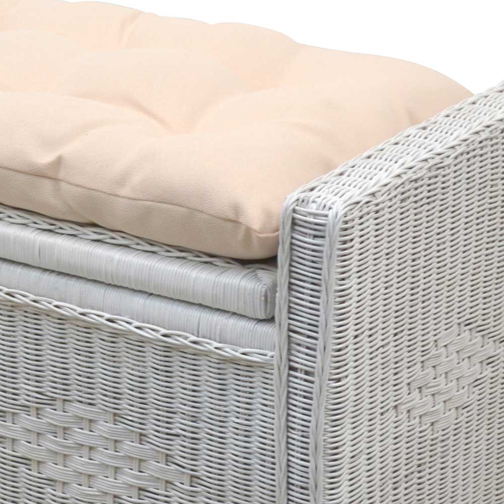 Weiße Rattan Truhe - auch zum Sitzen - Ravencos