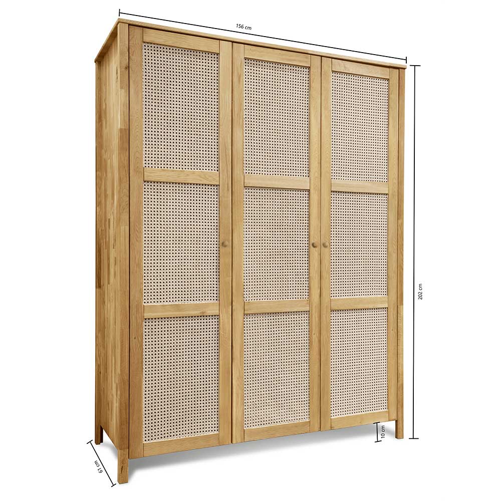 Massivholz-Schlafzimmerschrank mit Wiener Geflecht - Ambrosso