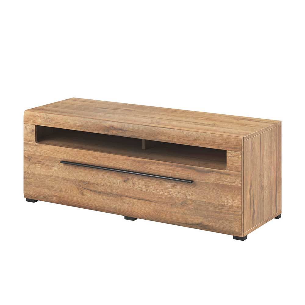 140x52x50 TV Unterschrank in Eiche Optik mit Schwarz - Aberdeen