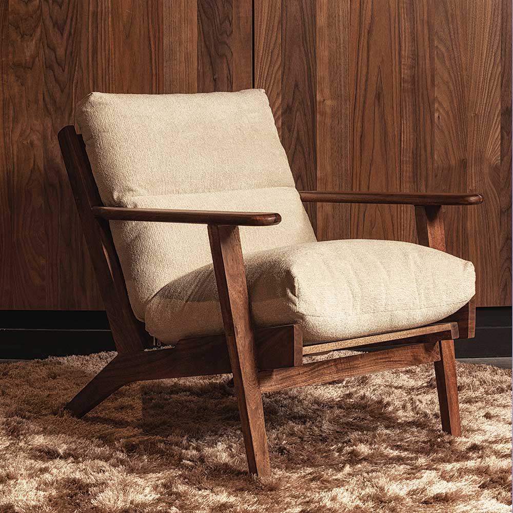 Design Sessel aus Akazienholz mit Polster - Meyden