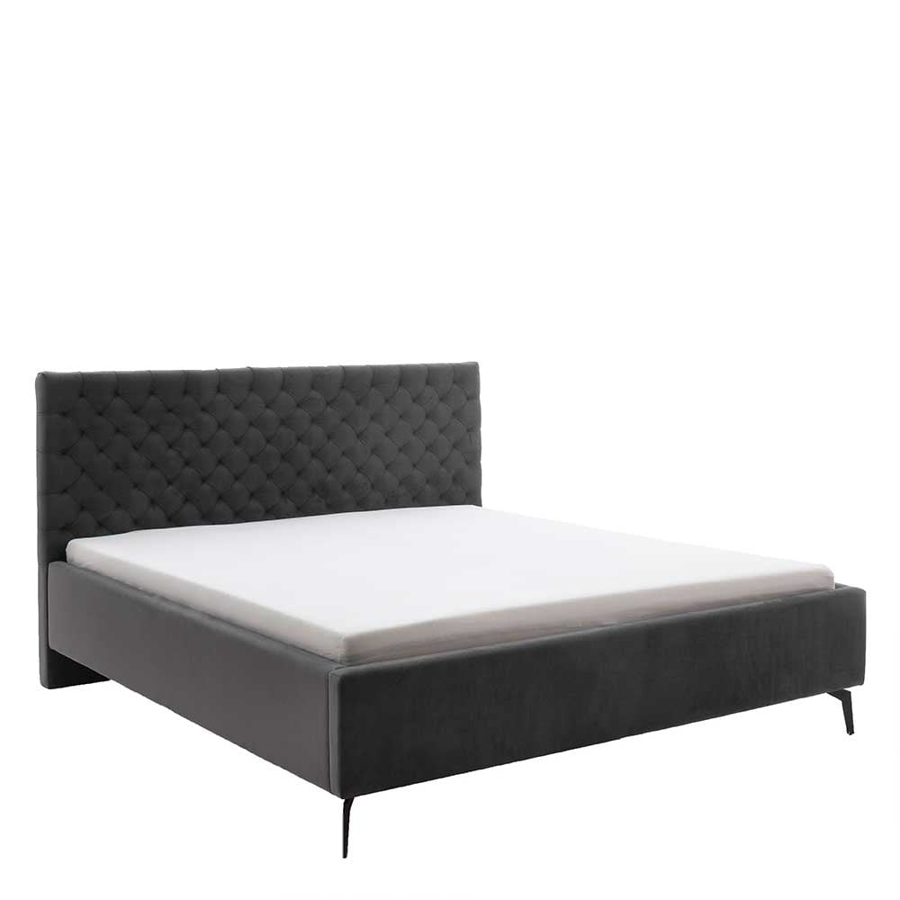 Chesterfield Samtbett in Anthrazit - Satos