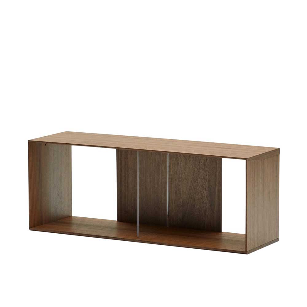 Einzelnes Regel Element 101x38x30 cm in Nussbaum Furnier mit Acryl-Trennwand – Lician