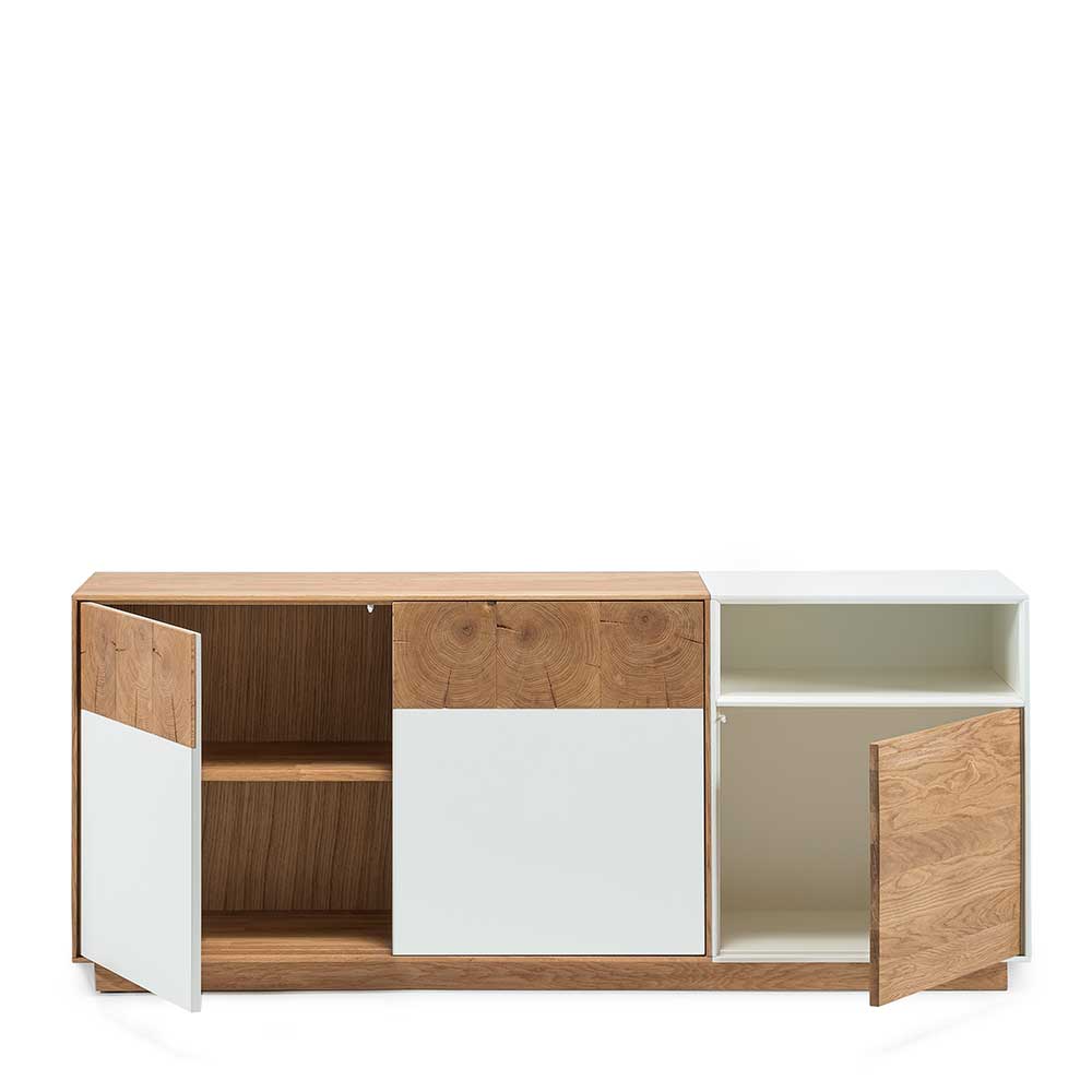 Schlichtes Design Sideboard in Weiß & Eiche - Smonia