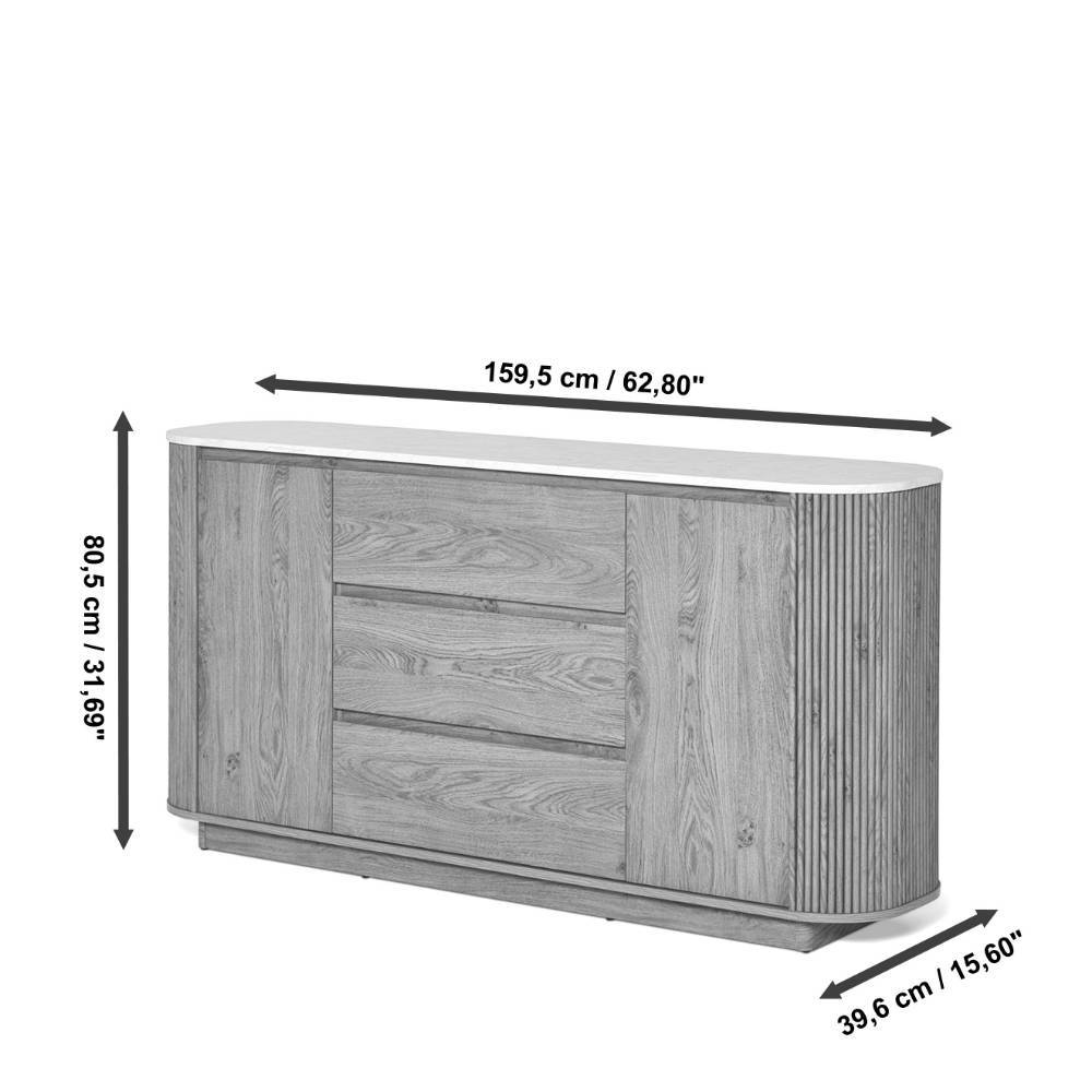Ovales Kombi-Sideboard in Eiche Holzoptik - Hearty