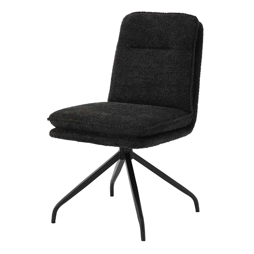 Drehbarer Essstuhl in Anthrazit Boucle - Icoleran (2er Set)