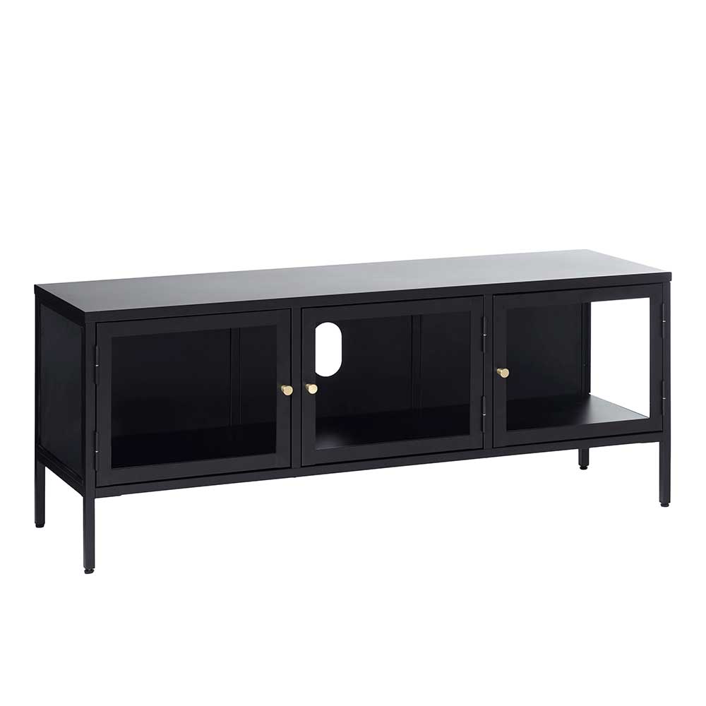 Metall Lowboard Vitrine in Schwarz - Feliz