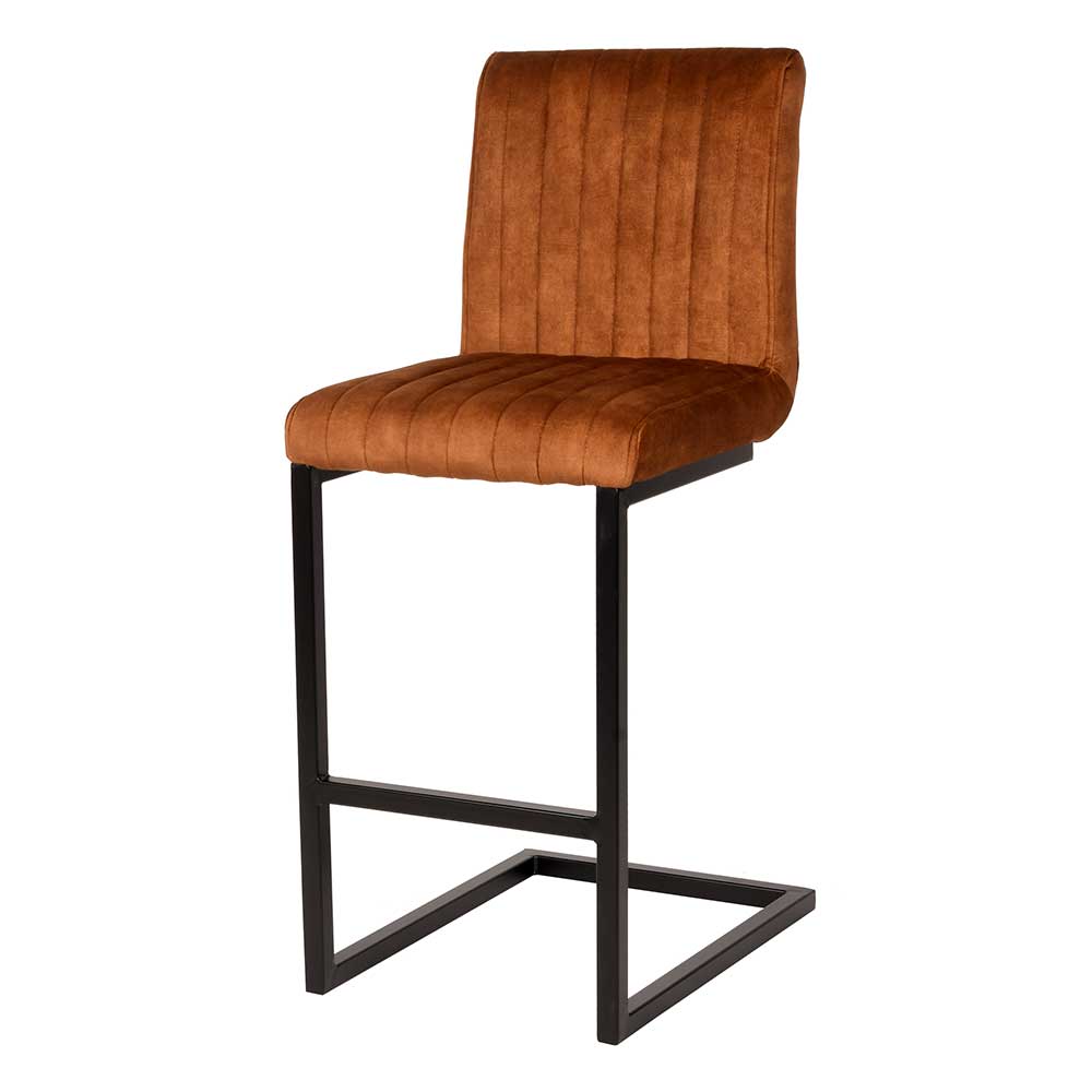 Moderner Barstuhl in Ocker Velours - Ciranzo (2er Set)