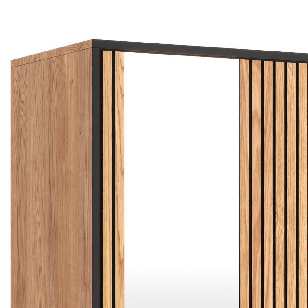 Garderobenschrank mit Spiegel in Eichefarben - Mantua