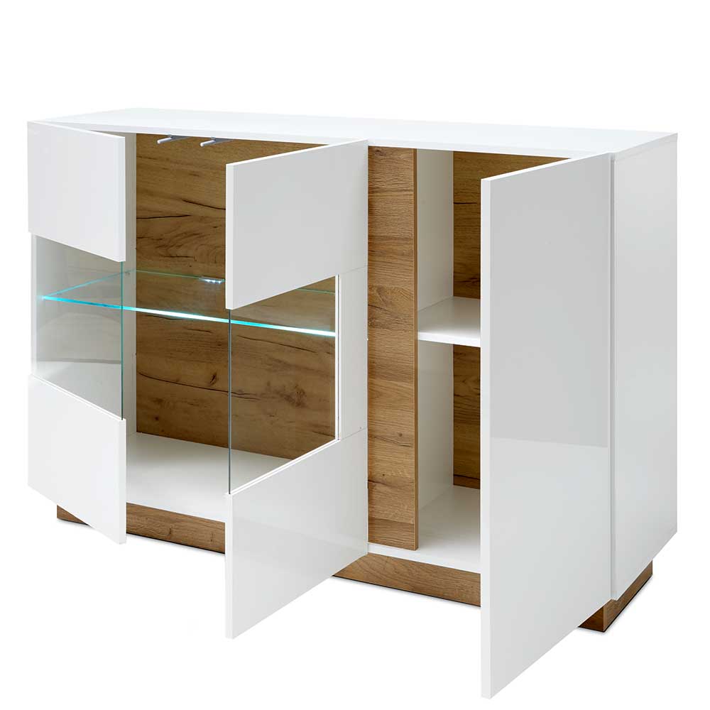 138x91x40 Kommode mit Glas 3-türig - Myrda