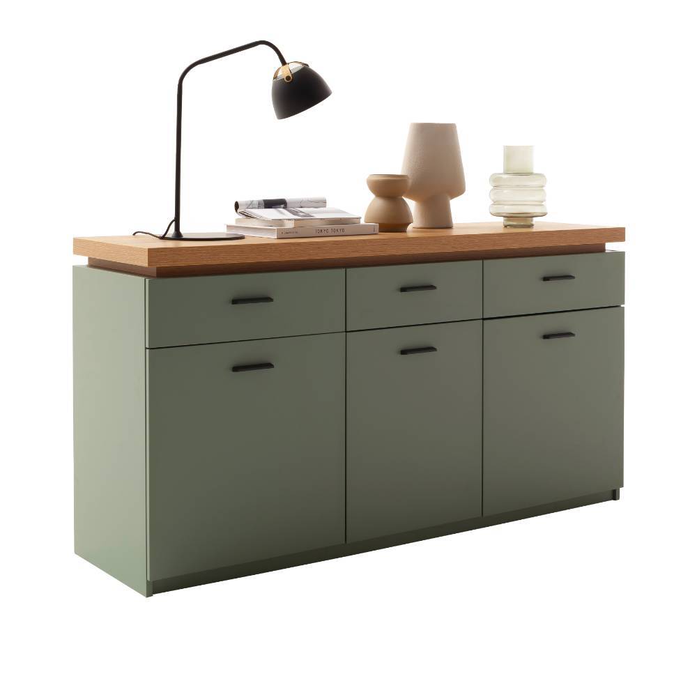 Sideboard in Graugrün mit Eiche Dekor - Kwin