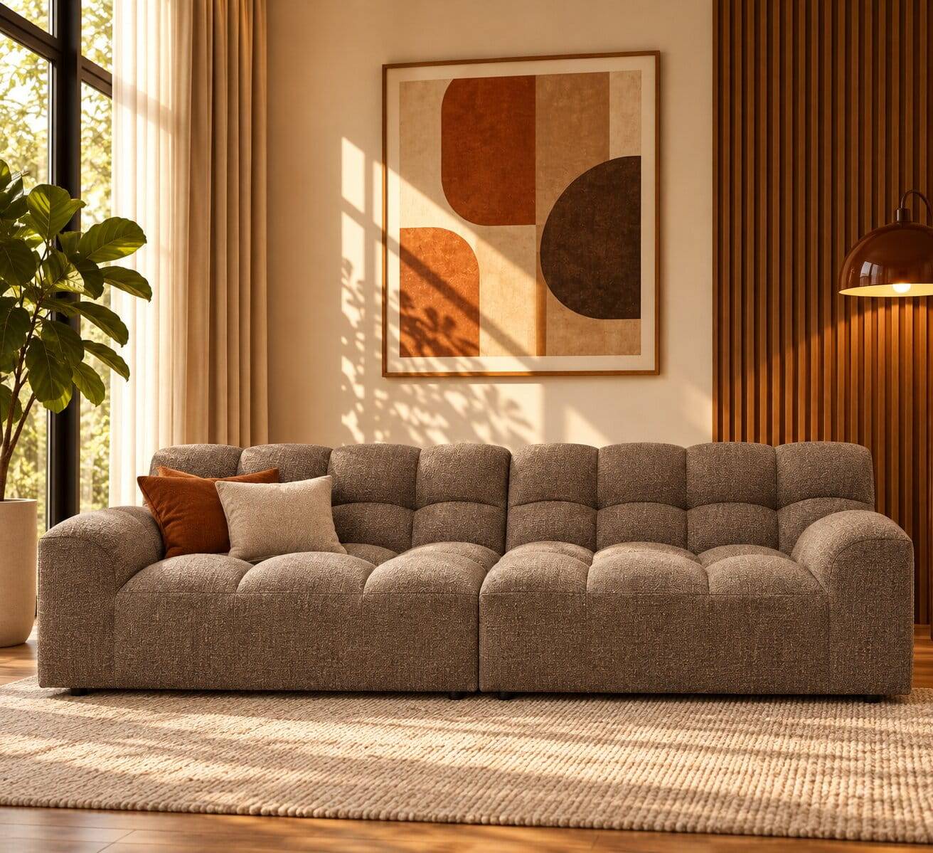 Wohnzimmer Couch in Dunkelbraun Melange - Annatto