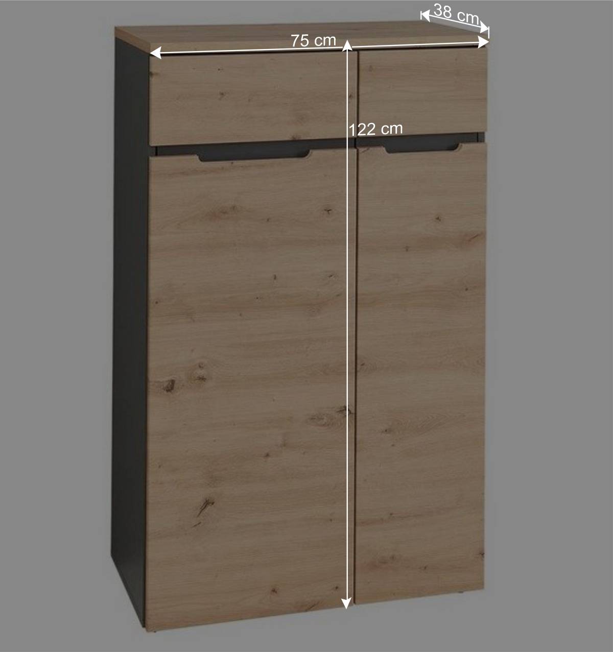 122 cm hoher Aktenschrank mit zwei Türen - Kuetra