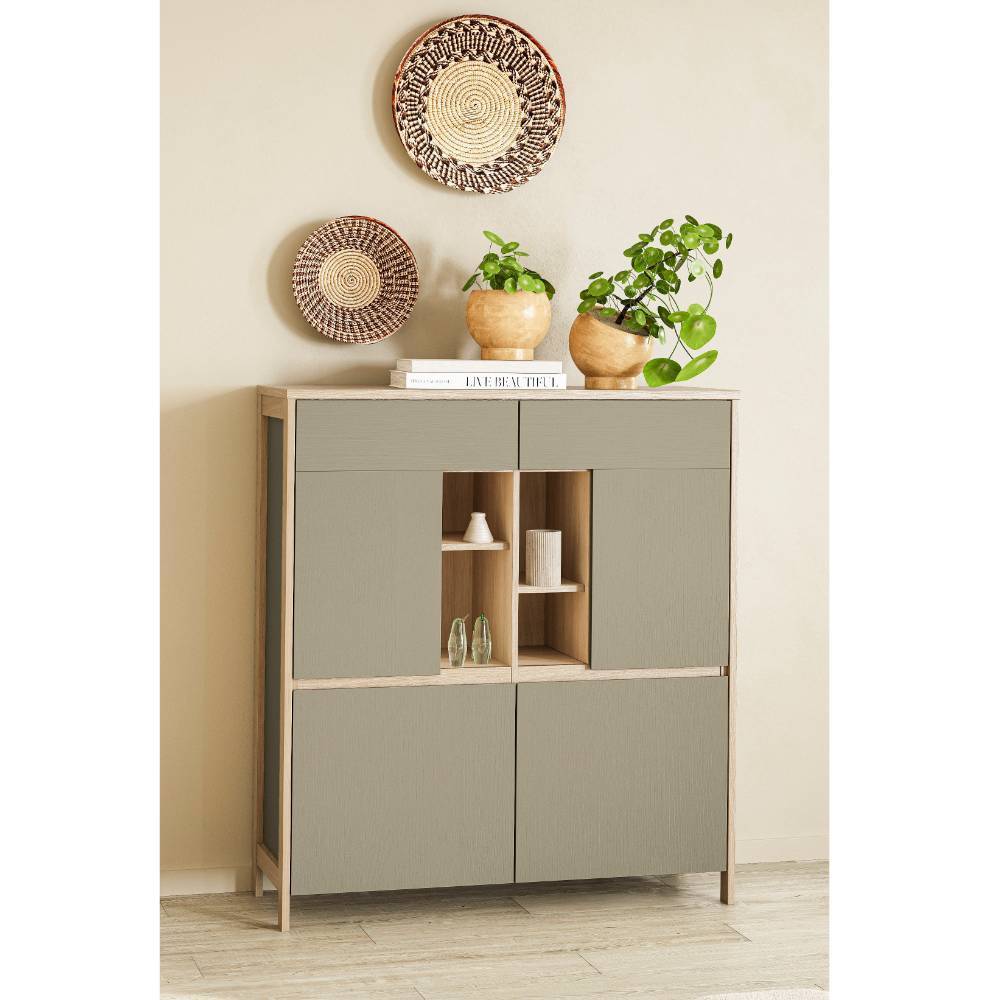 Highboard in Eukalyptus und Eiche Optik - Promo