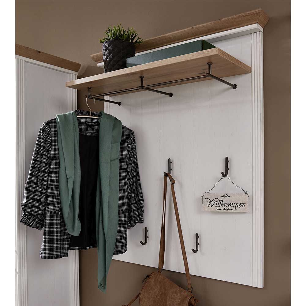 93x107x30 Landhaus-Garderobe mit 5 Halen - Nurelcas