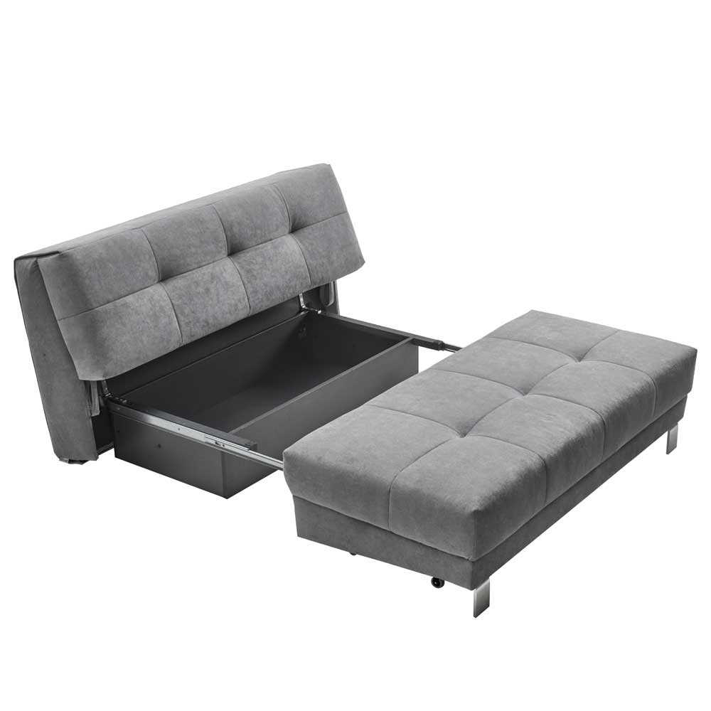 Moderne Ausziehcouch in Grau Microvelours - Samura