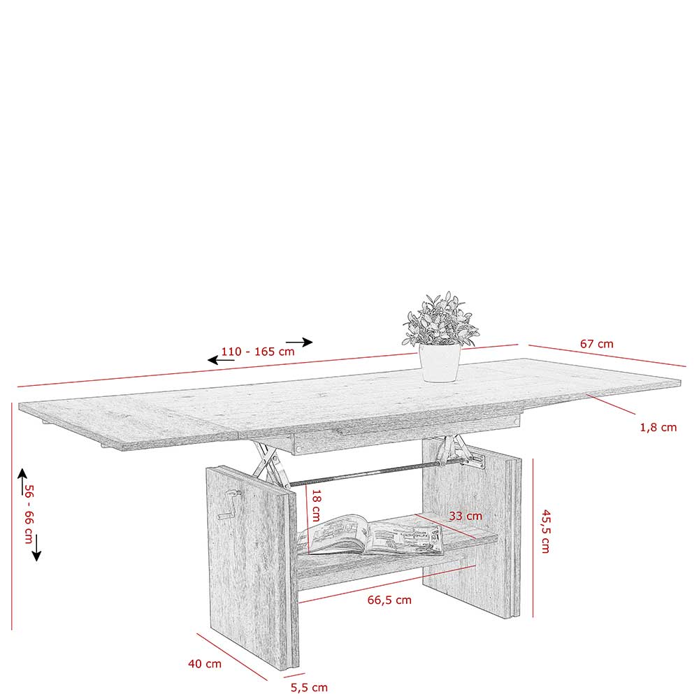 Funktioneller Couchtisch in Wildeiche - Kengo VI