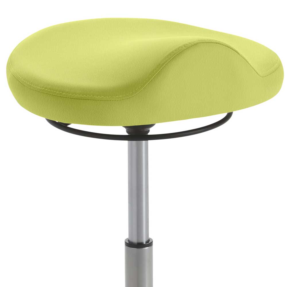 Hellgrüner Kunstleder Bürohocker Sitz ergonomisch geformt mit schwarzem Ring – Simpra