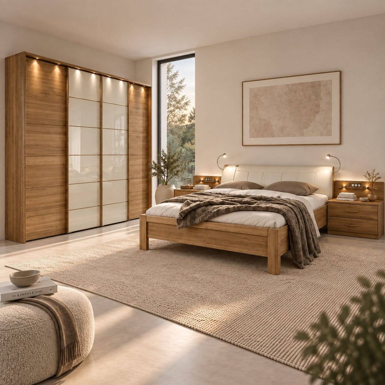 Schlafzimmer Set Waruna mit Eiche Massivholz (vierteilig)