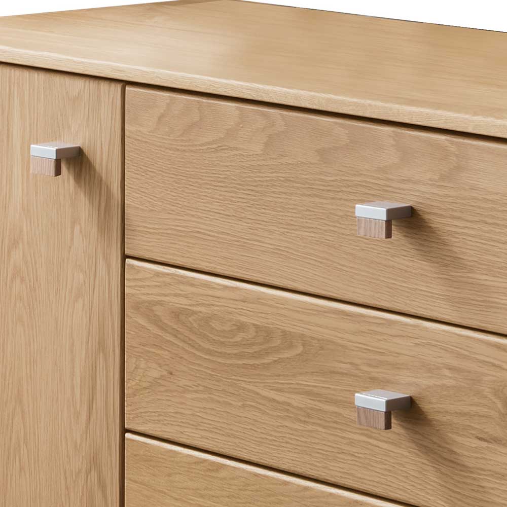 120cm Kombi Kommode aus Eiche Massivholz - Emdsiva