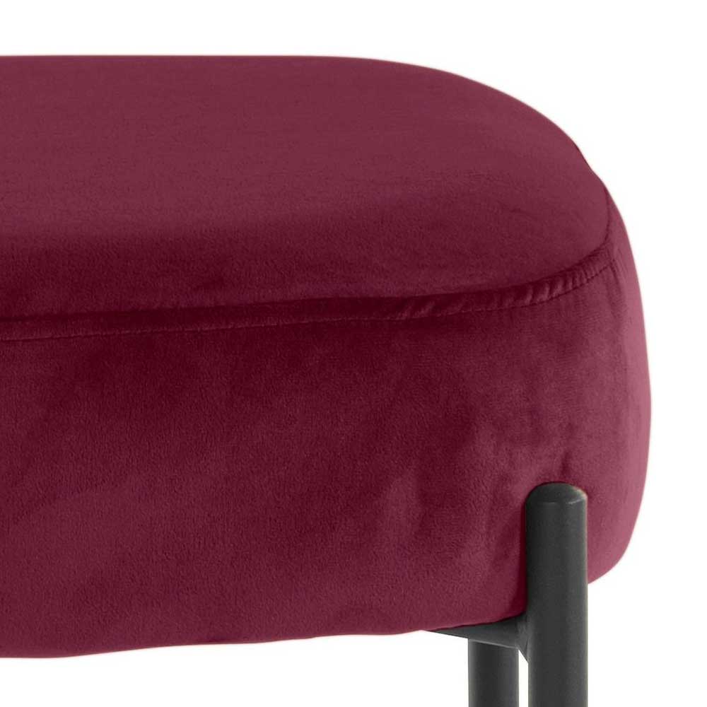 Hocker in Bordeaux Rot Samt - Car