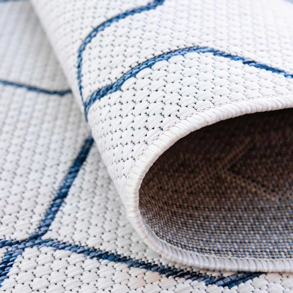 Teppich Indoor oder Outdoor in Creme und Dunkelblau - Asbro