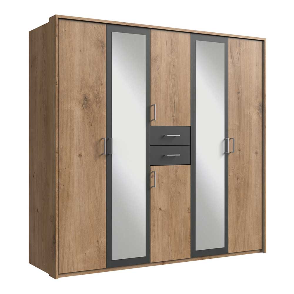 Kleiderschrank in Plankeneiche & Dunkelgrau - Blinks