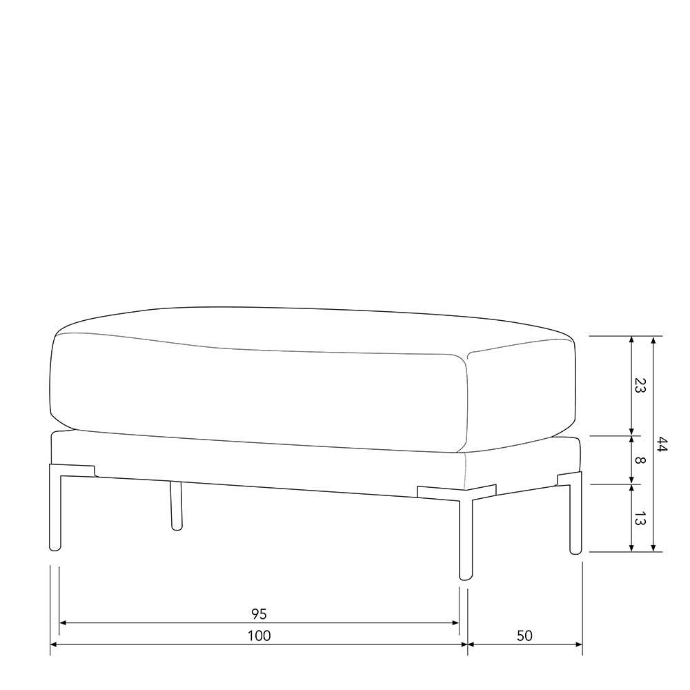50x44x100 Hocker aus Webstoff in Beige - Guerrero