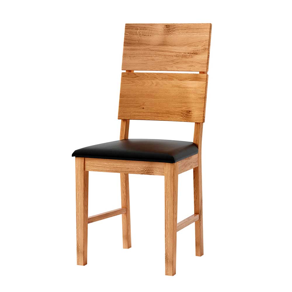 Design Holzstuhl massiv mit Kunstleder Sitz - Dosario