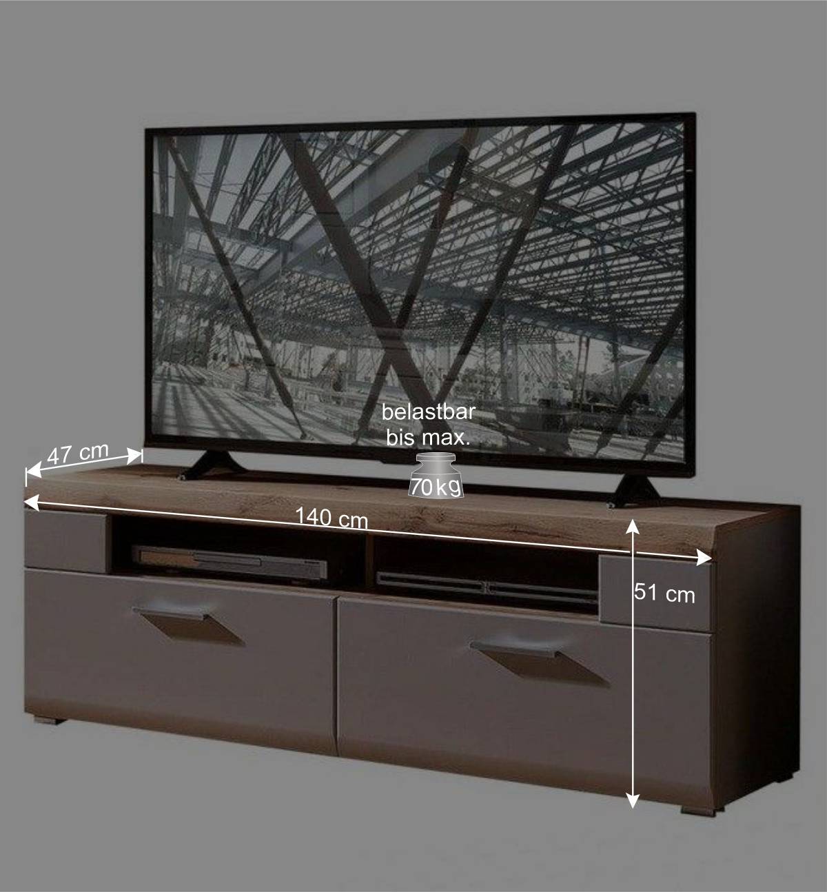 Wohnzimmer Schrankwand Lisepio mit Beleuchtung (fünfteilig)
