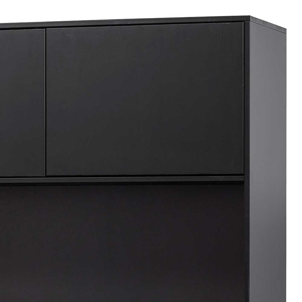 110x170x40 Schrank in Schwarz aus Holz teilmassiv - Niwidus