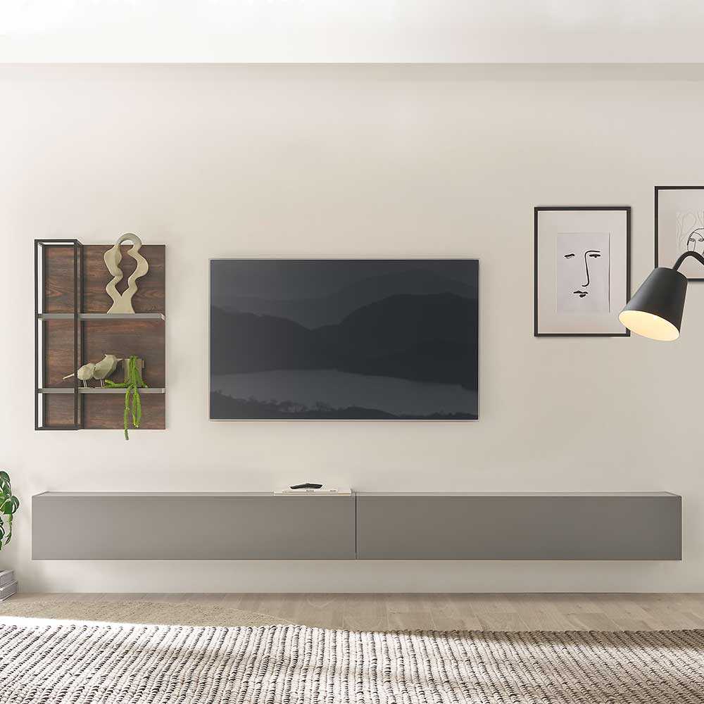 Wohnzimmer TV Anbauwand hängend - Mundo (dreiteilig)