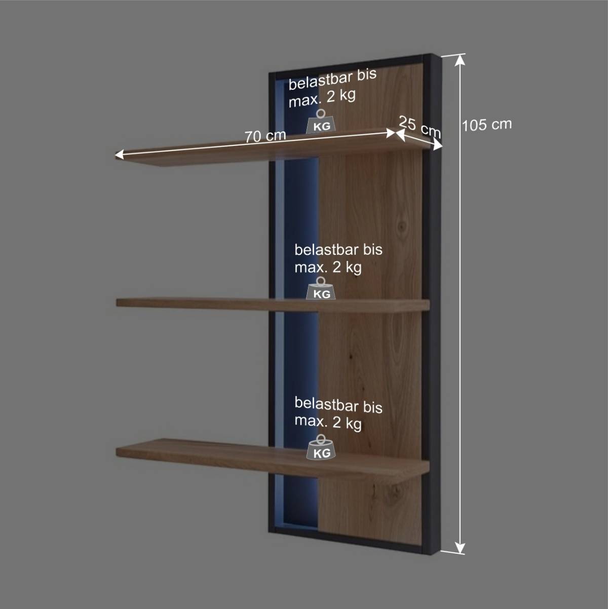 Großes Design TV Board & Wandregal - Assela (zweiteilig)