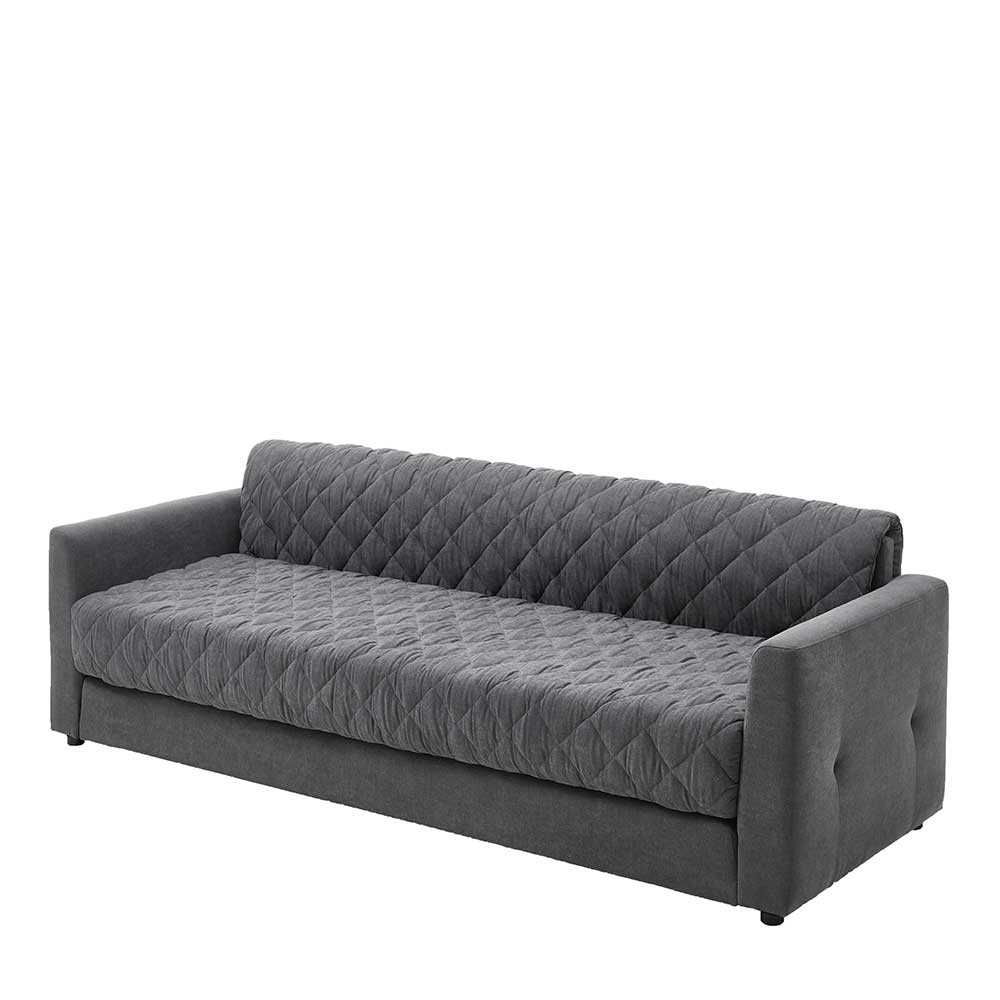 Graues Schlafsofa ausziehbar mit Taschenfederkern und gesteppter Oberfläche – Riconia