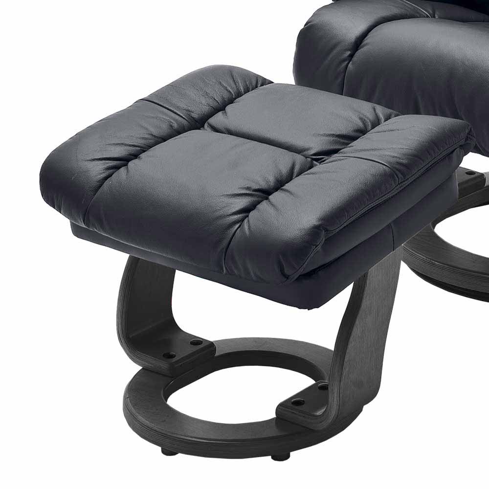 Mechanisch verstellbarer Sessel in Schwarz Leder Trujano mit Fußhocker (zweiteilig)