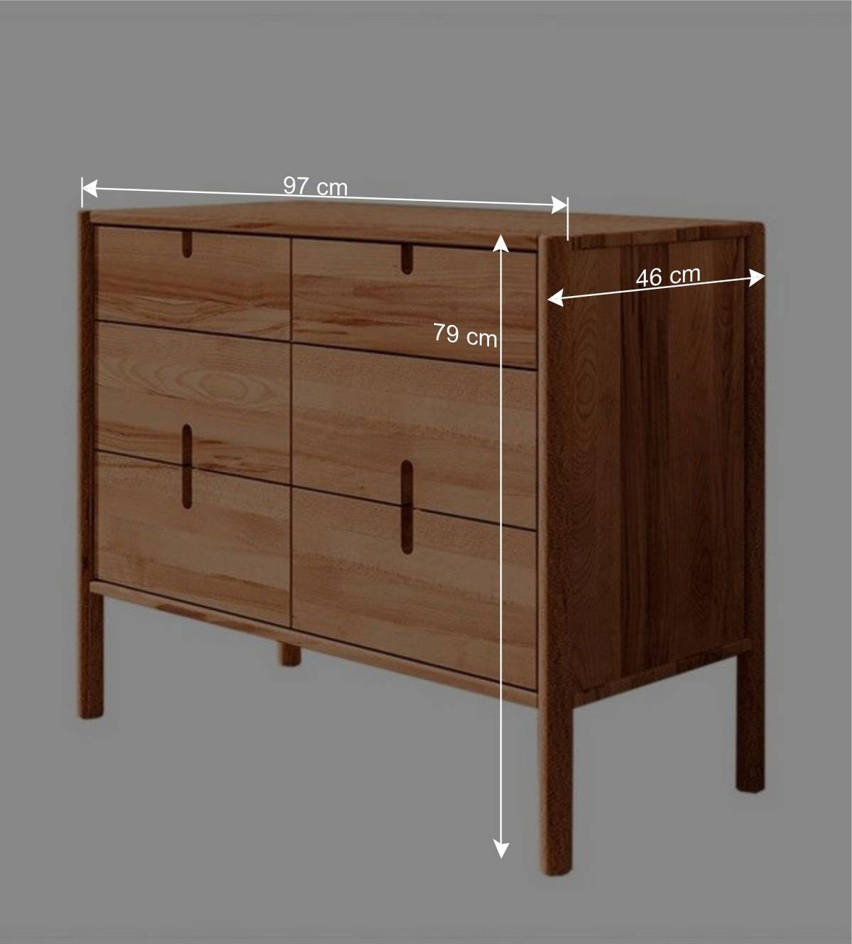 Design Kommode aus Wildbuche Massivholz - Indrya