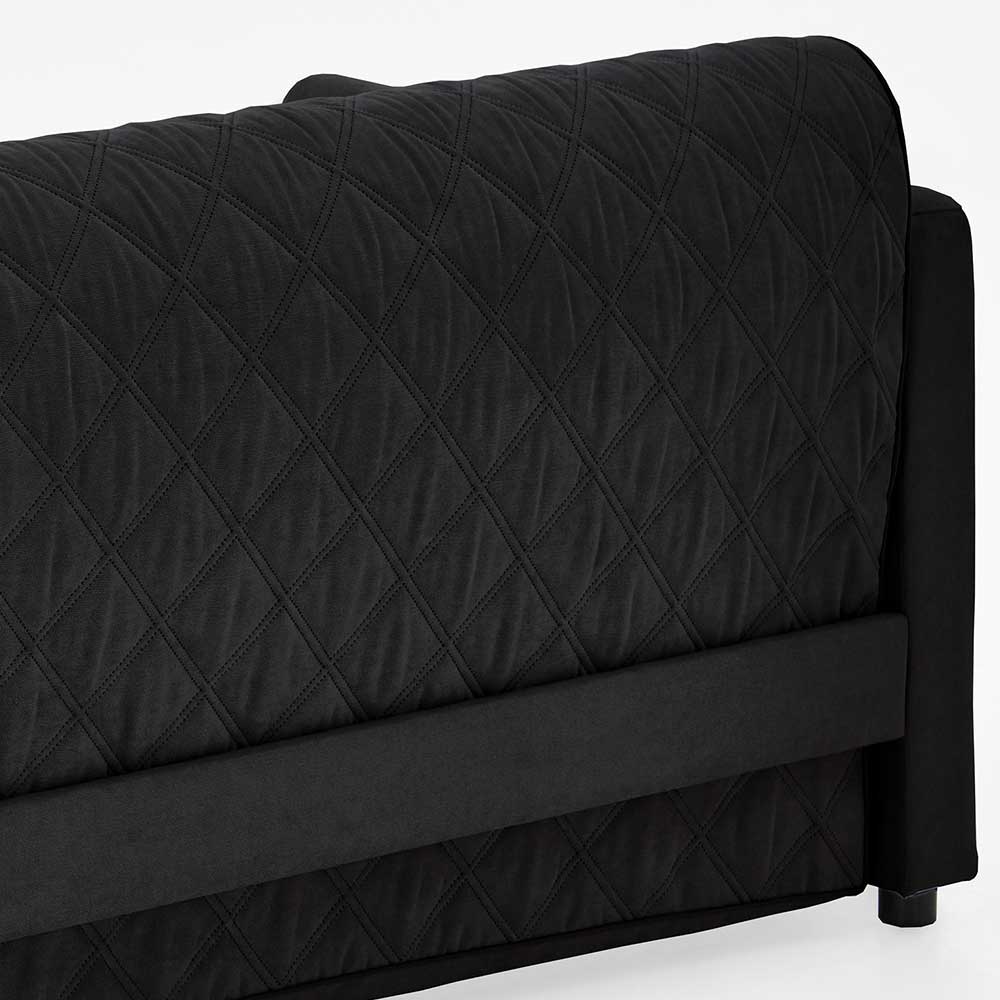 H2 Schlafcouch mit Topper in Schwarz Stoff - Casmanian