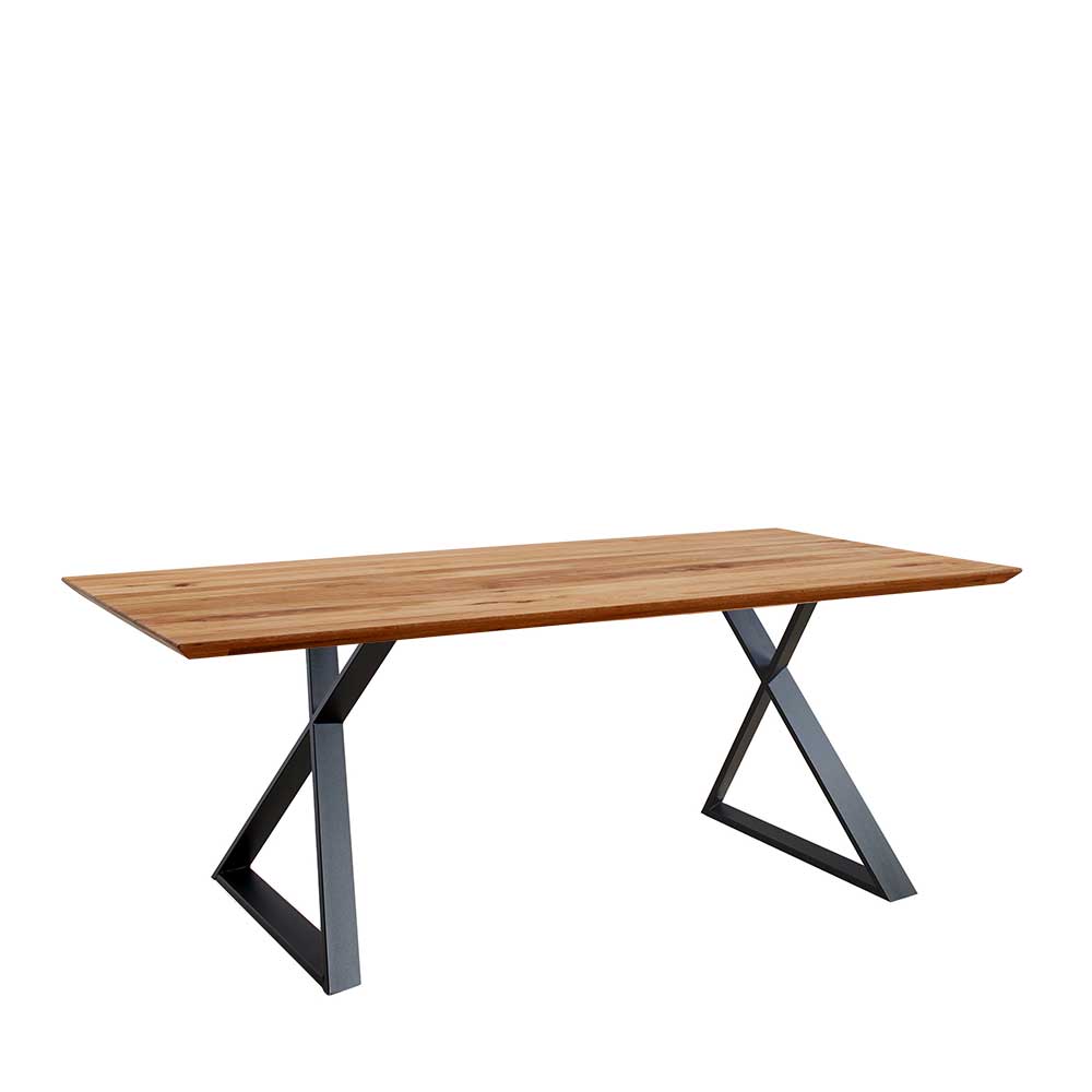Tisch mit Holzplatte Schweizer Kante - First