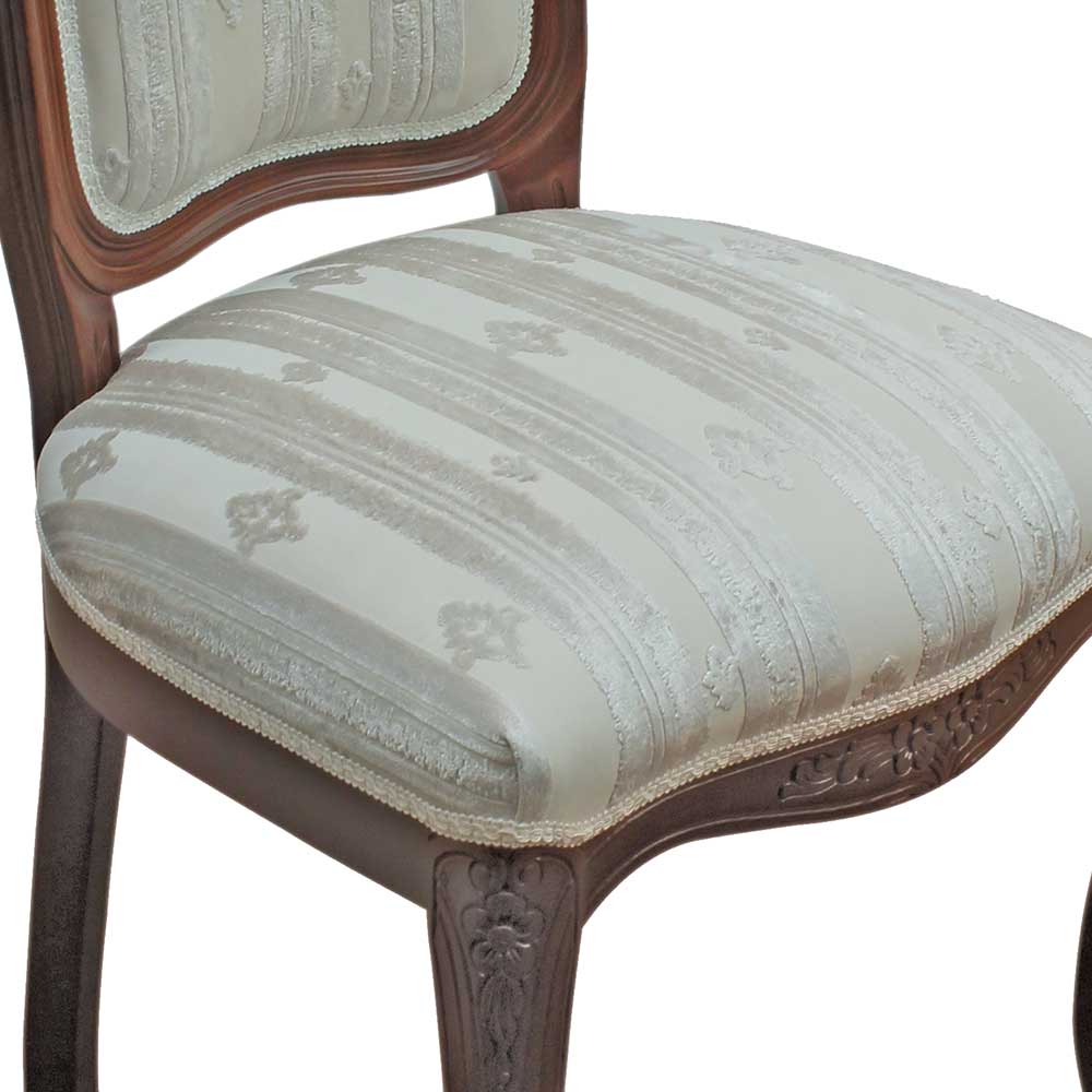 Barock Stuhl in Creme & Nussbaum - Leaf