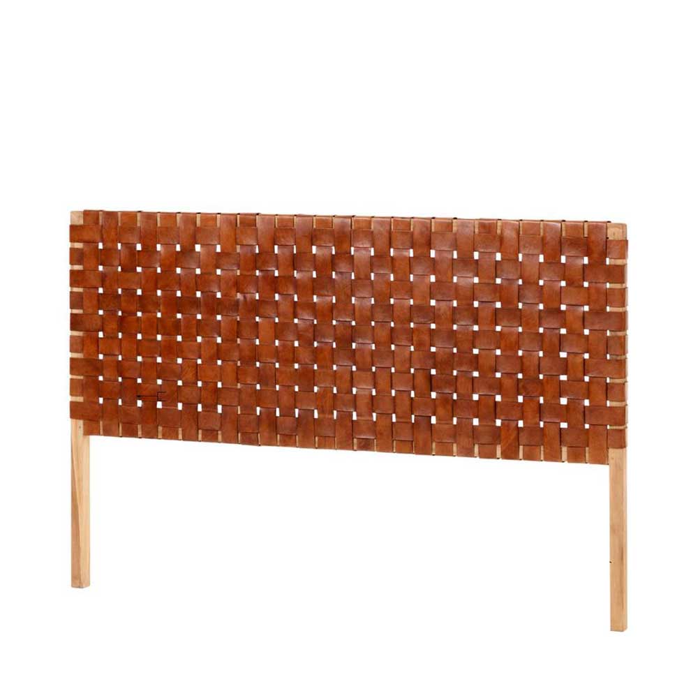 153x110x3 Bett Kopfteil aus Echtleder Geflecht - Standy