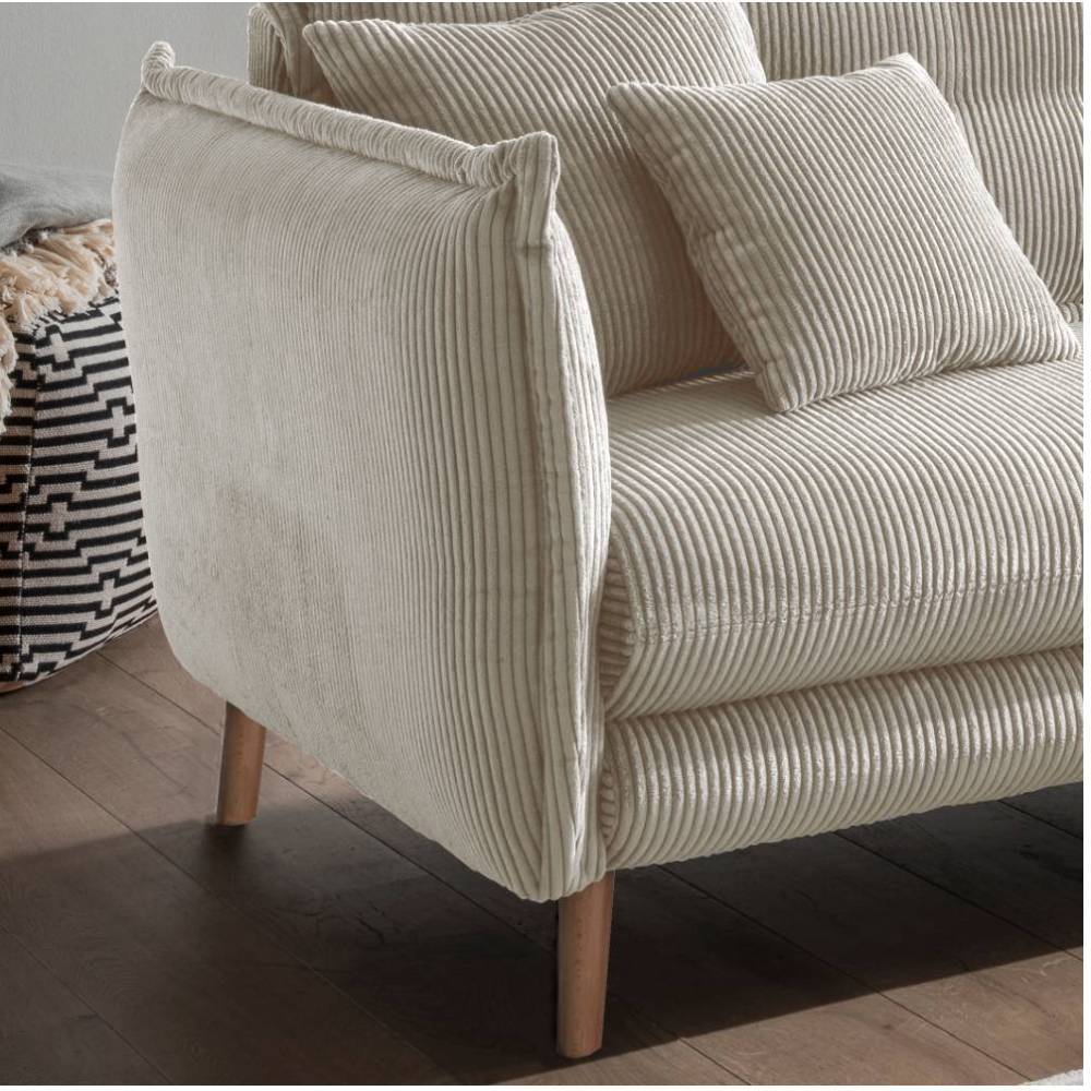 Eckcouch in Beige und Holz Natur - Posky