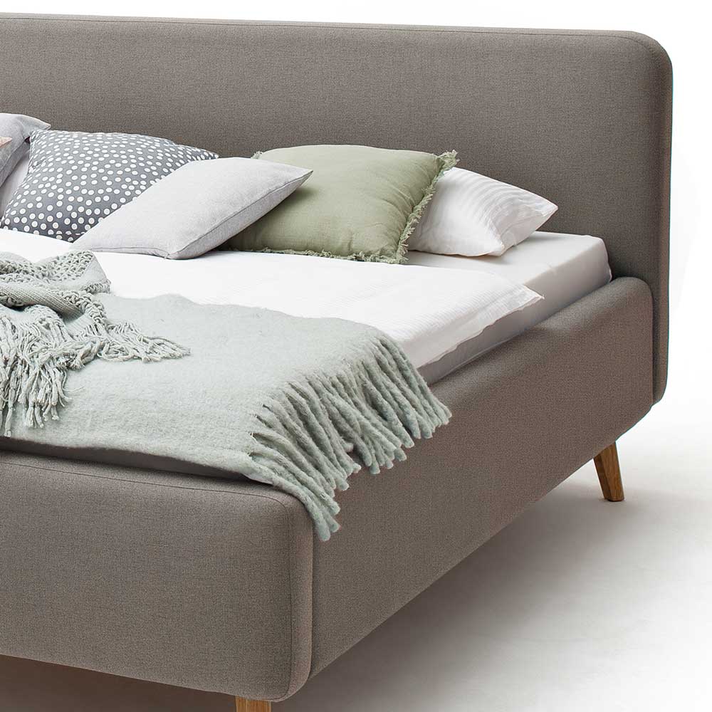 Modernes Stoff Doppelbett in Taupe - Vivien