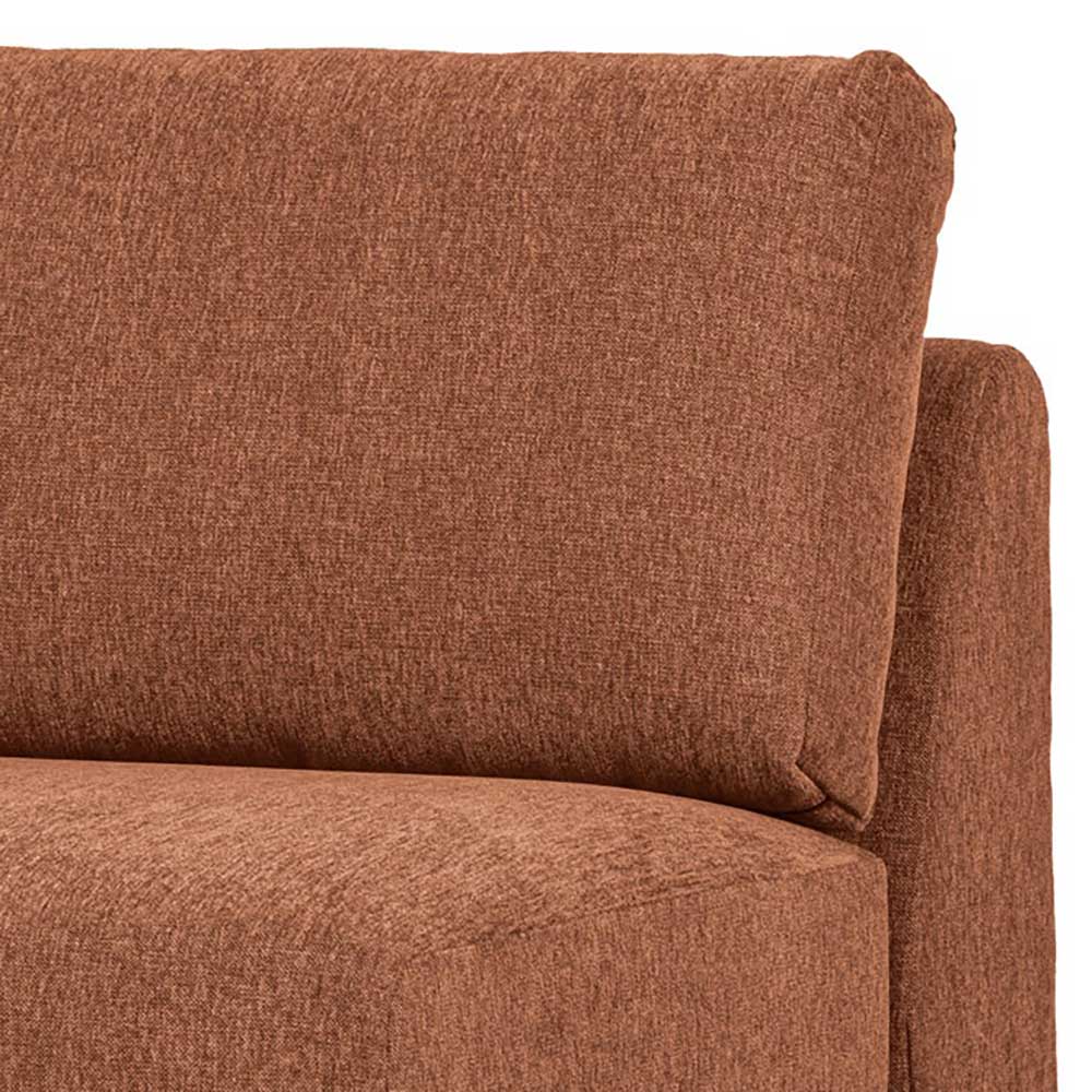 Detail der rostbraunen Chenille-Rückenlehne des Sofamoduls mit feiner Stoffstruktur – Brixx