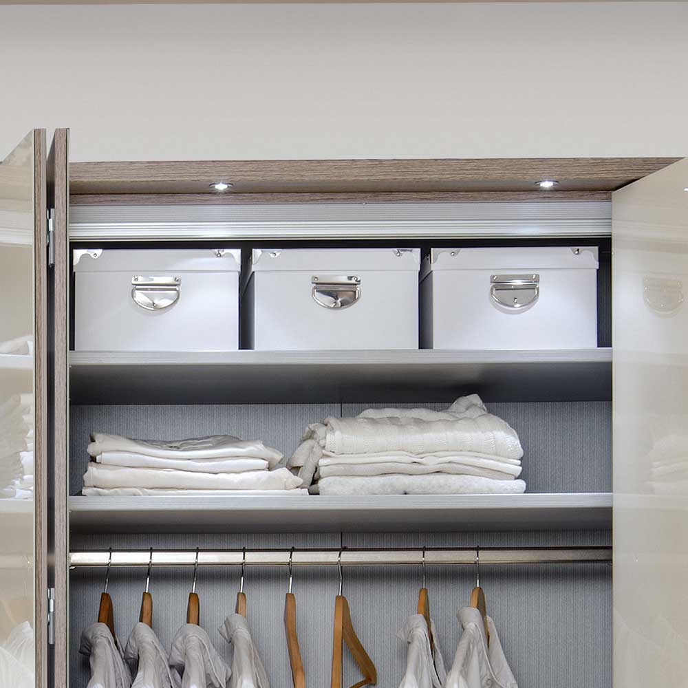 Falttürenschrank Racapulco in Creme Weiß