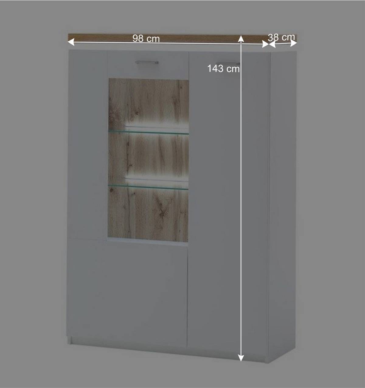 98x143x38 Design Highboard mit Beleuchtung LED - Caldri