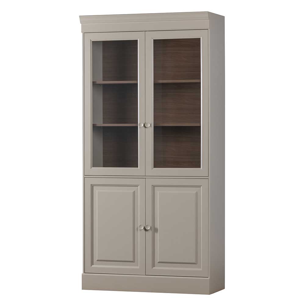 Vitrinenschrank in Hellgrau mit Braun - Floressa