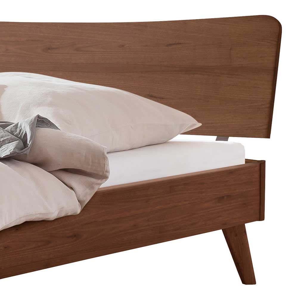 Elegantes Designbett aus Nussbaum massiv - Twinta