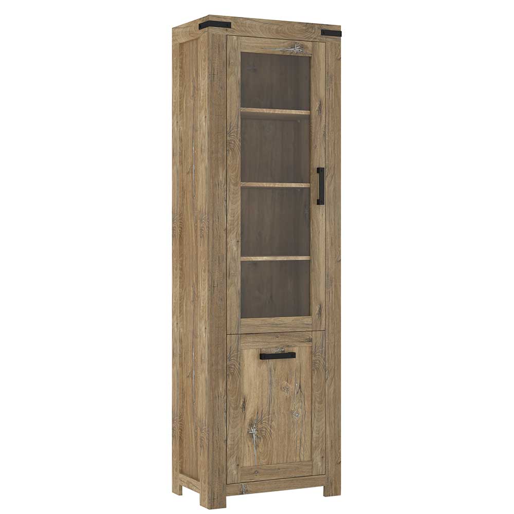 65x200x40 2-türige Vitrine in Eiche Dunkel - Fanos
