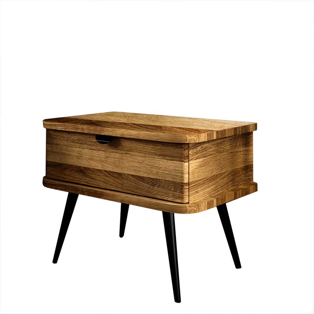 Wildeiche Bett mit Holzkopfteil - Casarius
